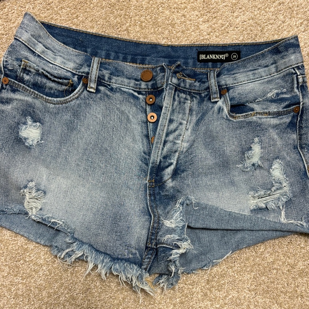 Blank NYC Women's Frayed Jean Shorts - Light Blue